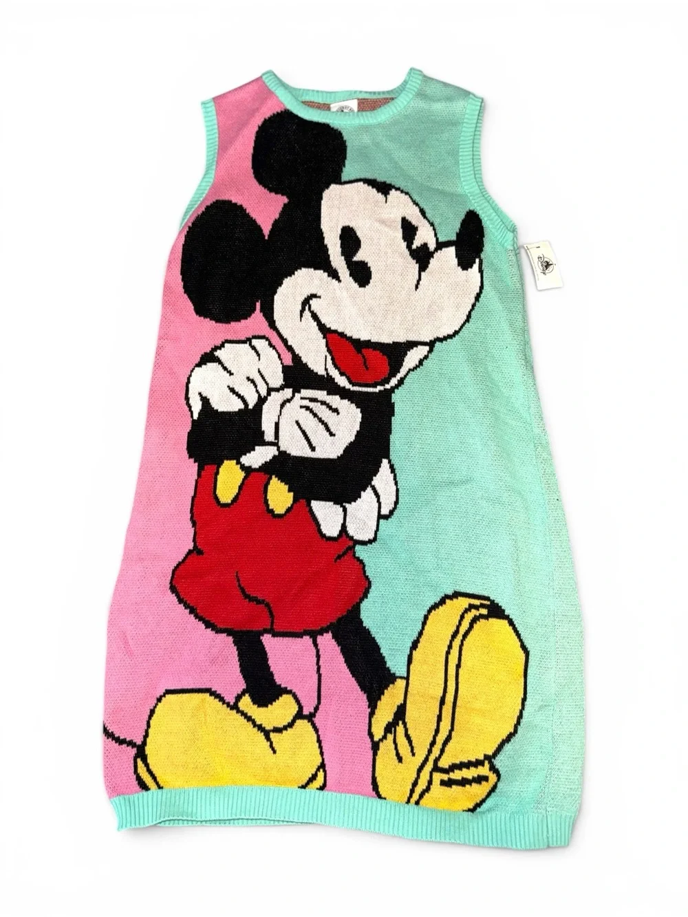 100% Cotton(Organic) Disney's Mickey Mouse Sleeveless Summer Dress - Pink & Mint